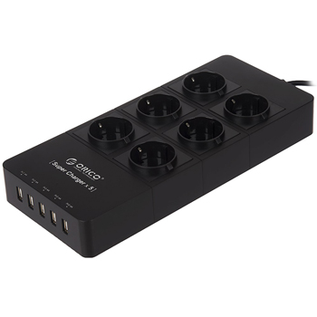 Orico 6 AC Outlets with 5 USB Port Charger HPC-6A5U-EU عکس اصلی