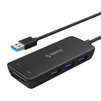 Orico 3 Port USB Hub with TF and SD Card Reader H3TS-U3