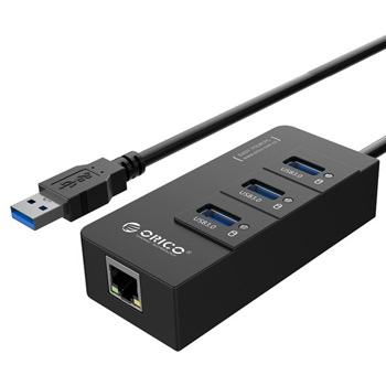 Orico 3 Port USB 3.0 Hub with Gigabit Ethernet Converter HR01-U3