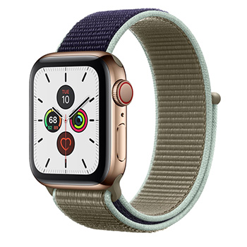 Apple Watch Series 5 44mm Gold Stainless Steel Case with Sport Loop Khaki Band