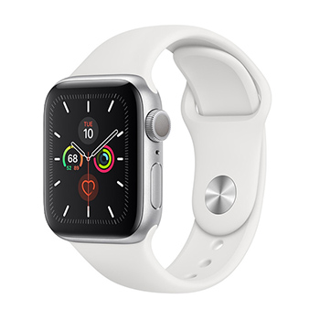 Apple Watch Series 5 40mm Silver Aluminum Case with White Sport Band