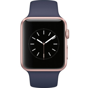 Apple Watch Series 1 42mm Rose Gold Aluminum Case with Midnight Blue Sport Band