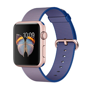 Apple Watch Rose Gold Case with Royal Blue Woven Nylon 38mm