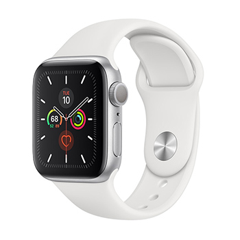 Apple Watch Series 5 44mm Silver Aluminum Case With White Sport Band