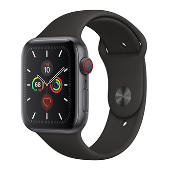 Apple Watch Series 5 44mm Space Gray Aluminum Case With Black Sport Band
