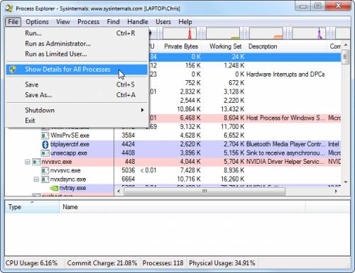 بازگشایی فایل‌ها به کمک نرم‌افزار Process Explorer