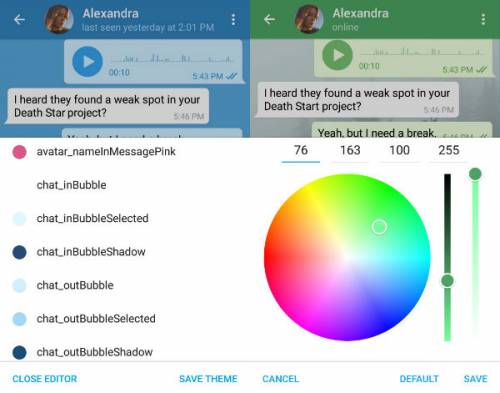 قابلیت ساخت و ویرایش تم به نسخه اندرویدی تلگرام افزوده شد