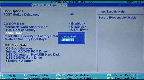 گزینه Secure Boot