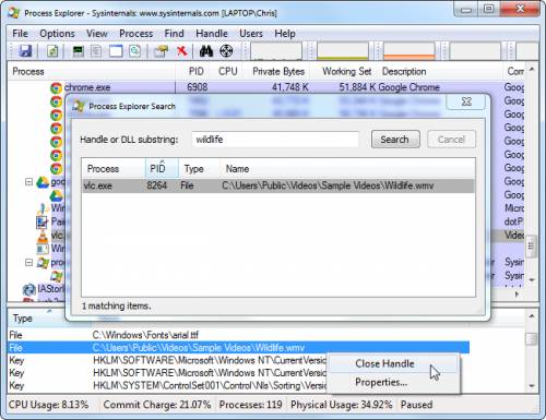 بازگشایی فایل‌ها به کمک نرم‌افزار Process Explorer