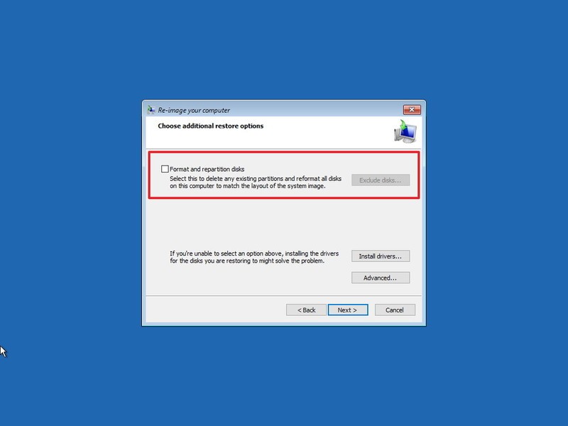 گزینه Format and repartition disks