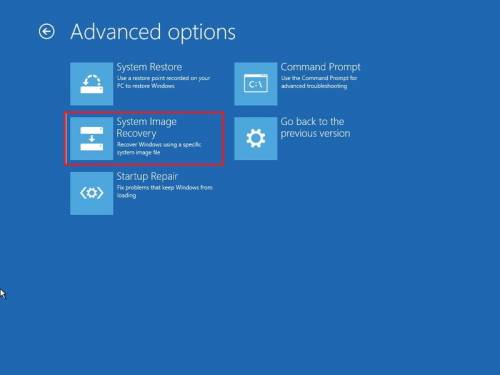 گزینه System Image Recovery