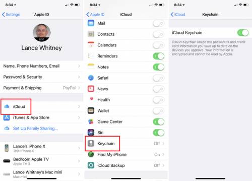 فعال سازی iCloud Keychain در آیفون