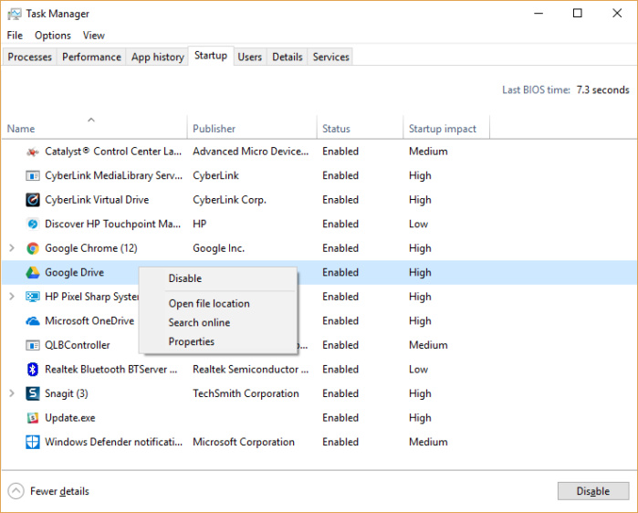 پنچره Task Manager